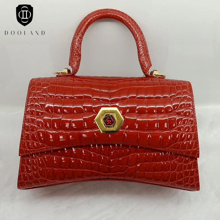 Luxury high quality lady genuine crocodile leather skin handbag