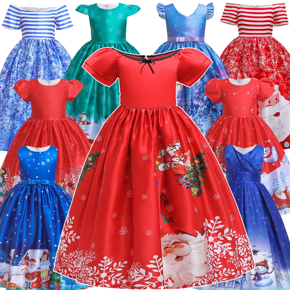 2021 Wholesale Kids Clothes Baby Girl Christmas Dress Tie Dye Girls Party Fashion Evening Dresses Children Clothes Girl Dress