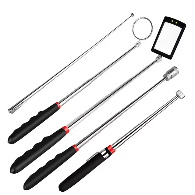 Gift Magnetic Telescoping Pick-up Tool Kit with Pick Up Rods, 360 Swivel Adjustable Inspection Mirror and Flexible Flashlight