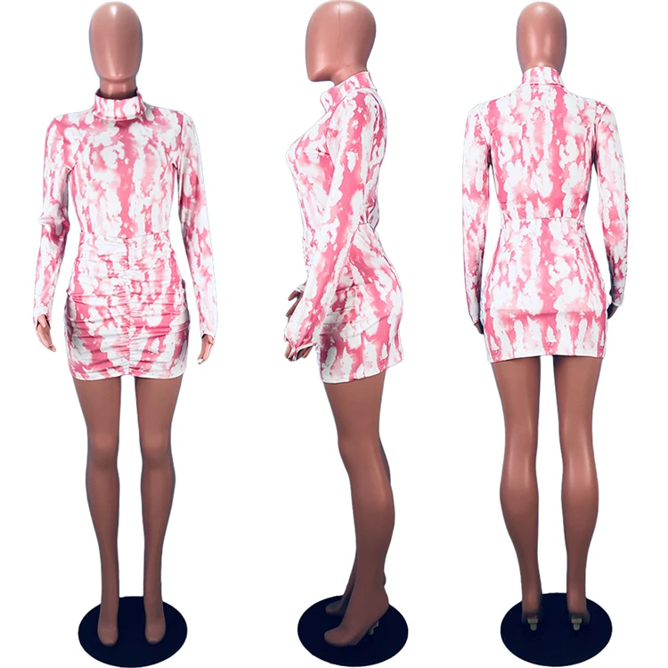 High-Necked Finger Dress 2021 Autumn New Fashion Street Photo Long Skirt Women Dress Casual