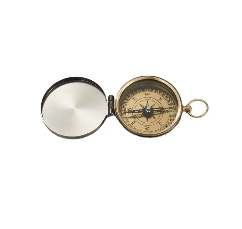 Handmade Brass Pocket Compass Digital Dial Flat Antique Design Aluminum Case-for Hiking Sports Push Button Compass Gift Item
