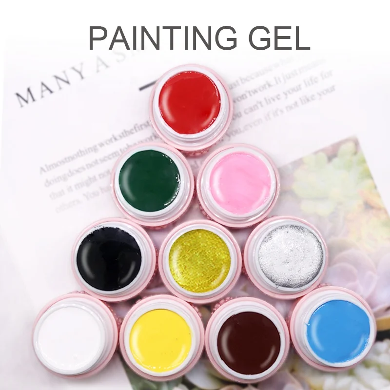 Nail Art Painting Private Label Soak Off Uv Gel Draw Liner Paint Gel Polish Bulk 12 Colors Soak Off Uv Light Painted Gel Nail Po