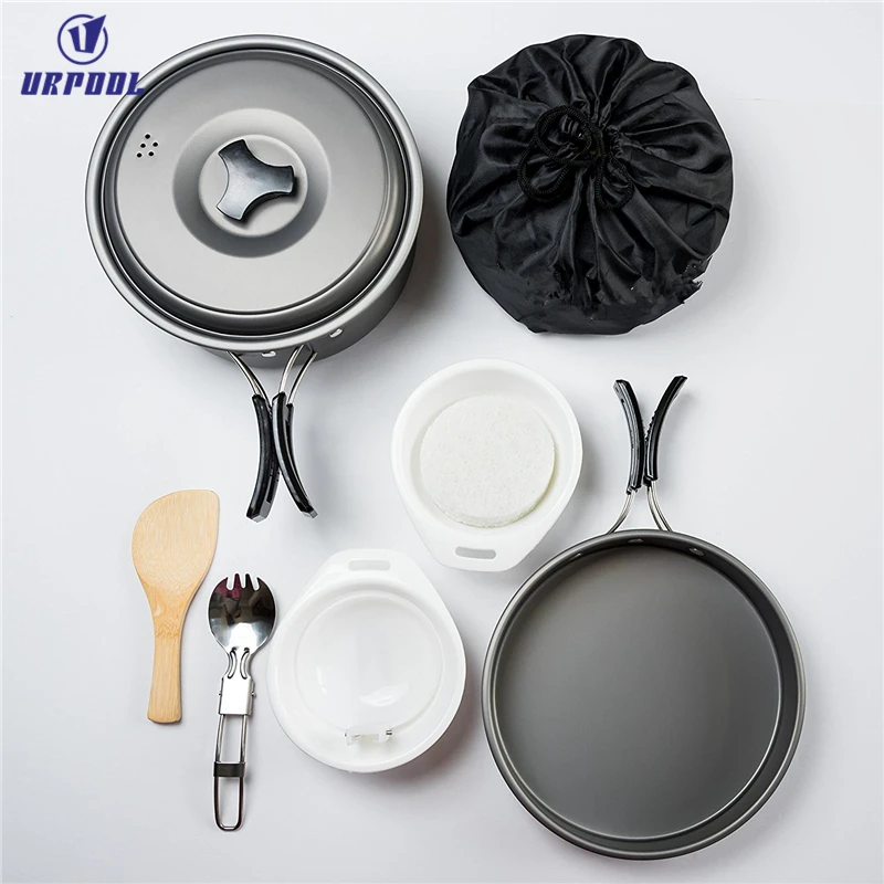 Camping Equipment, URPOOL Outdoor Camping Pots And Pans Set Camping Cookware