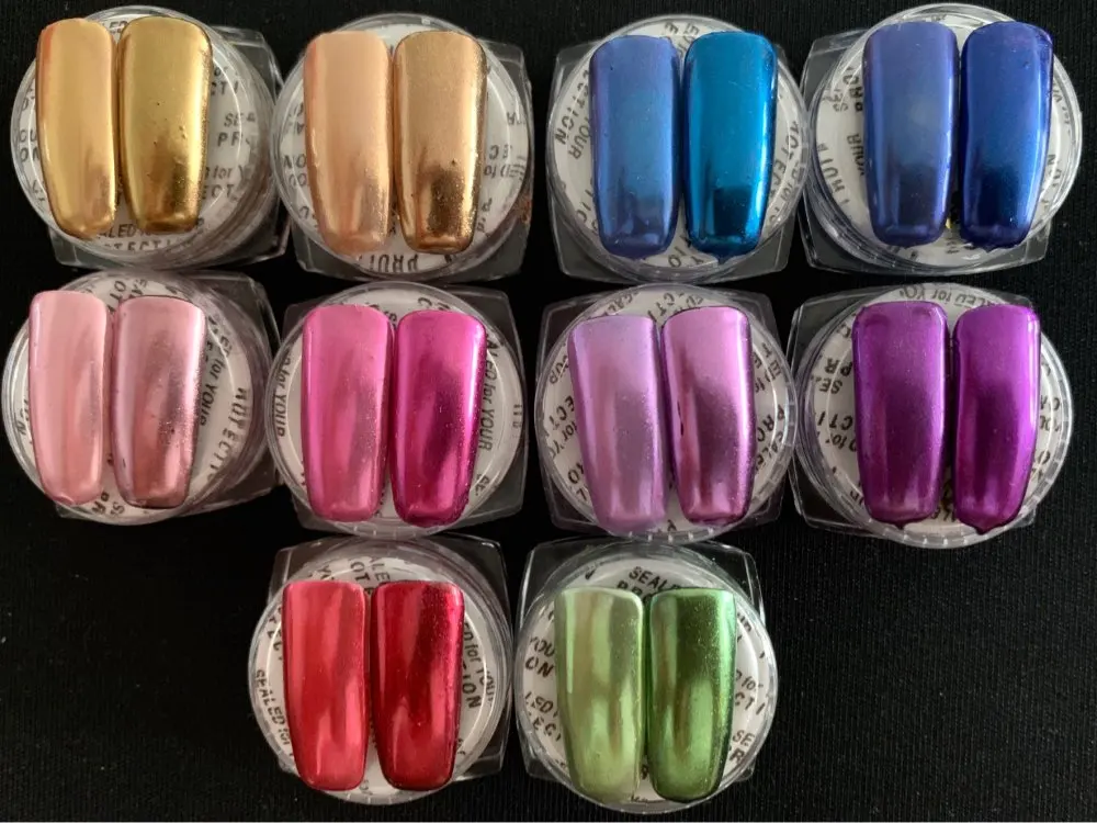Custom Private Label Metallic Mirror Coating Nail Chrome Powder