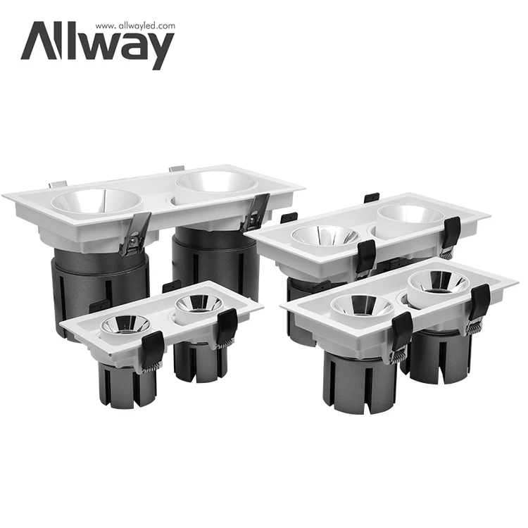 Easy Installation Square Shape Anti Glare Beam Angle Adjustable 2*7W 2*12W 2*20W 2*30W LED Grille Light