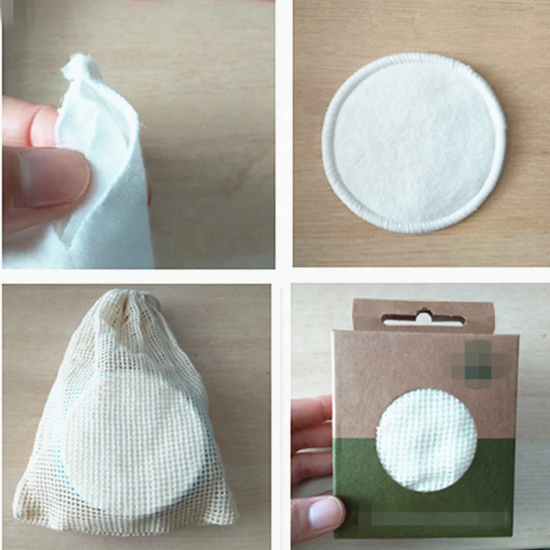 High Quality Bamboo Cotton Face Reusable Make Up Remover Pads 16 Pieces Box Pack Washable