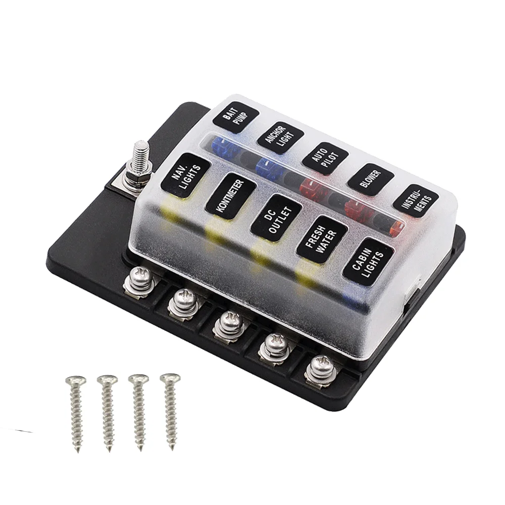 waterproof electrical 100A 10 way universal dc 12v car auto fuse holder box with display
