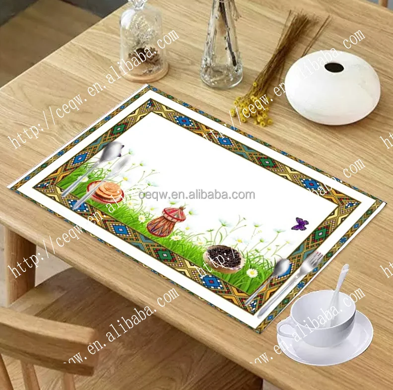Wholesale Custom Traditional Ethiopian design Placemat coffee mat for habesha decor