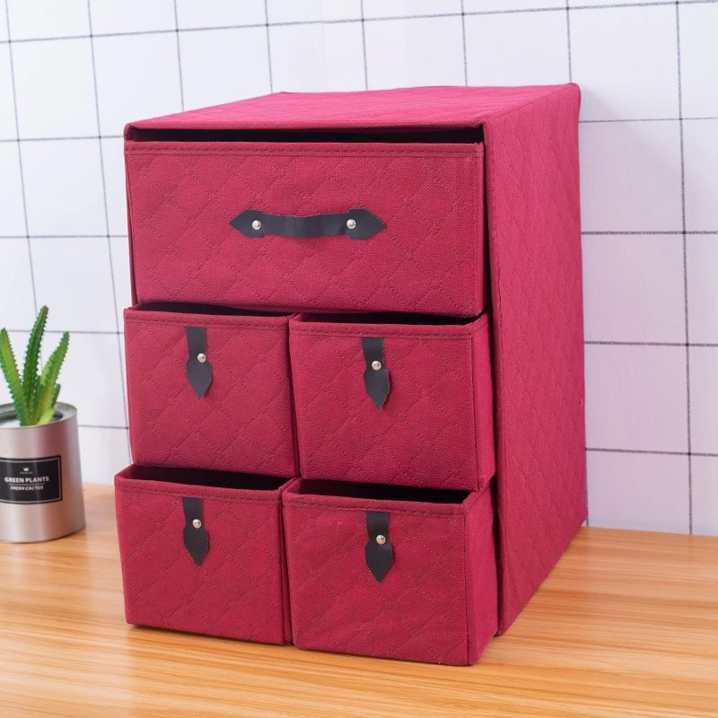 New Custom Logo Fabric Collapsible Cube Folding Drawer Box Thickened Non-woven Clothes Storage Organizer for Sale