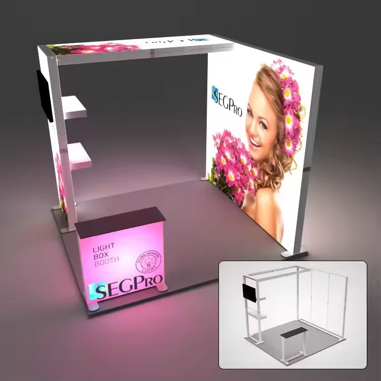 Modular exhibition booth backlight LED light box Custom size SEG light box Portable background wall display booth equipment