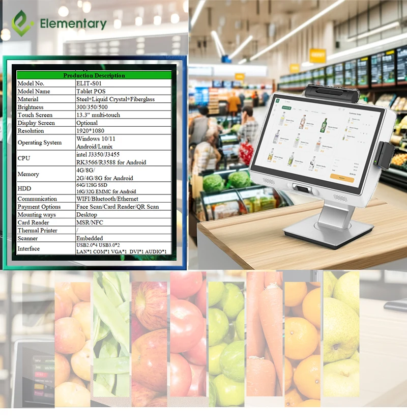 Изысканный 5G-WIFI Windows/Android Tablet POS с автоматическим распознаванием лица для розничной индустрии кофейных напитков