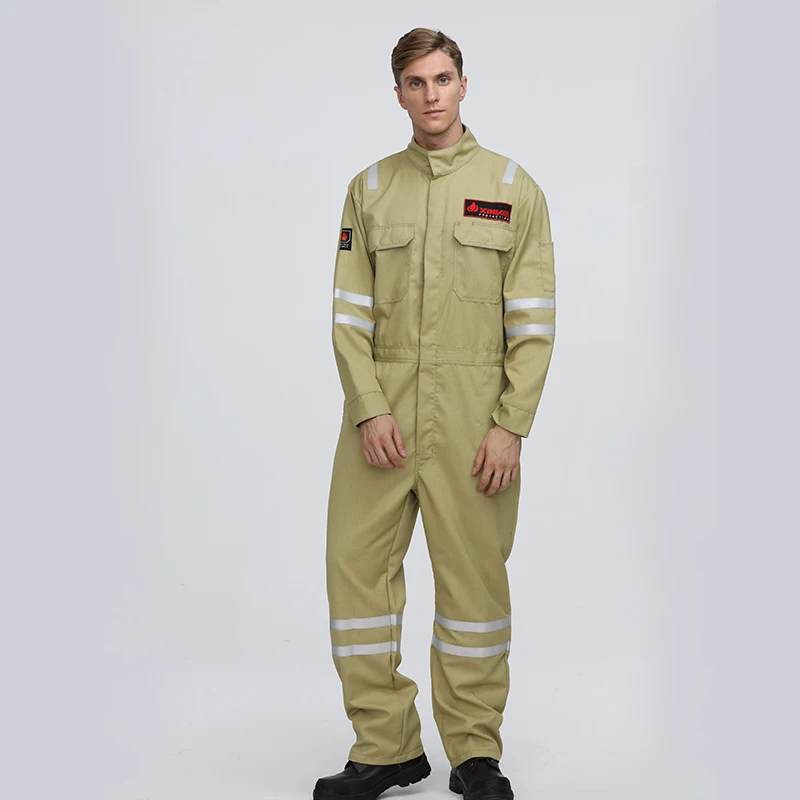 Eco-Friendly Reflective FR Coveralls Anti-Static Fireproof Work Clothing for Mining Breathable Heat Resistant Aramid