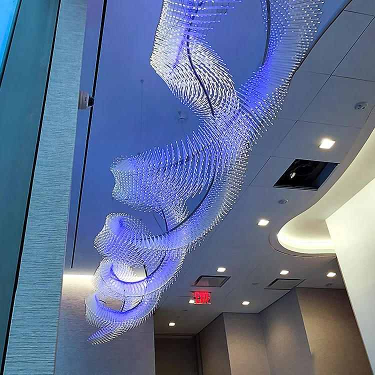 Custom Large Hotel Lobby Light Cube Dimming Manufacturers Acrylic Modern Circular Chandelier Lighting