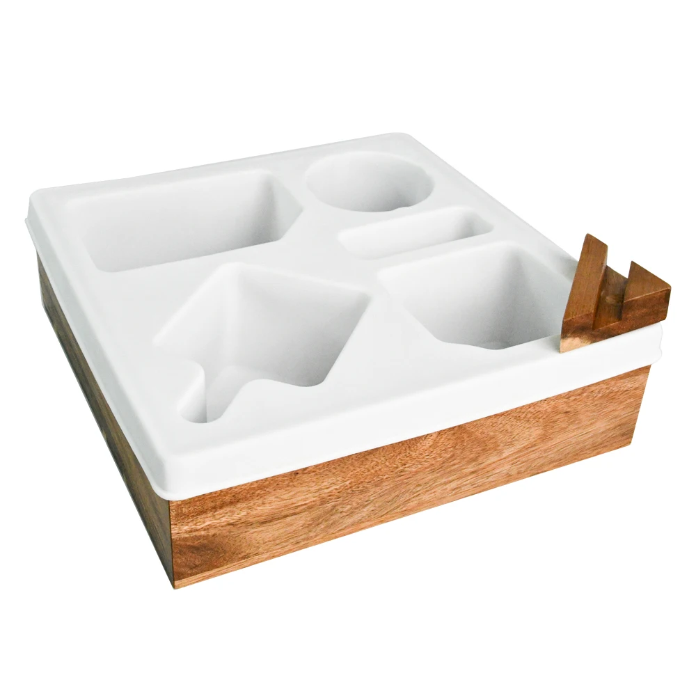 2024 Acacia Wood Couch Tray with Waterproof and Anti-Spill Design 100% Bamboo Caddy for Snacks and Drinks with Built-in Control