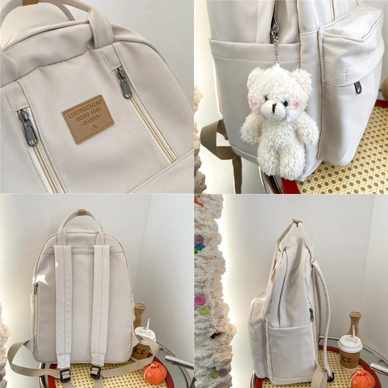 Multi Function Double Zipper Women Backpack Teenager Girls Laptop Backpack Student Shoulder Bag Korean Style Schoolbag