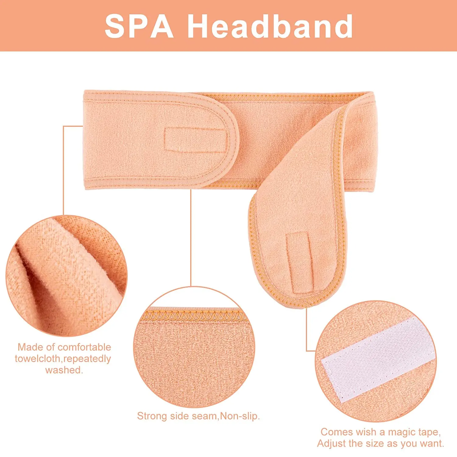 Custom Logo Spa Facial Terry Headband Spa Headband Stretch Towel Washable Facial Hairband Makeup Wrap Headbands