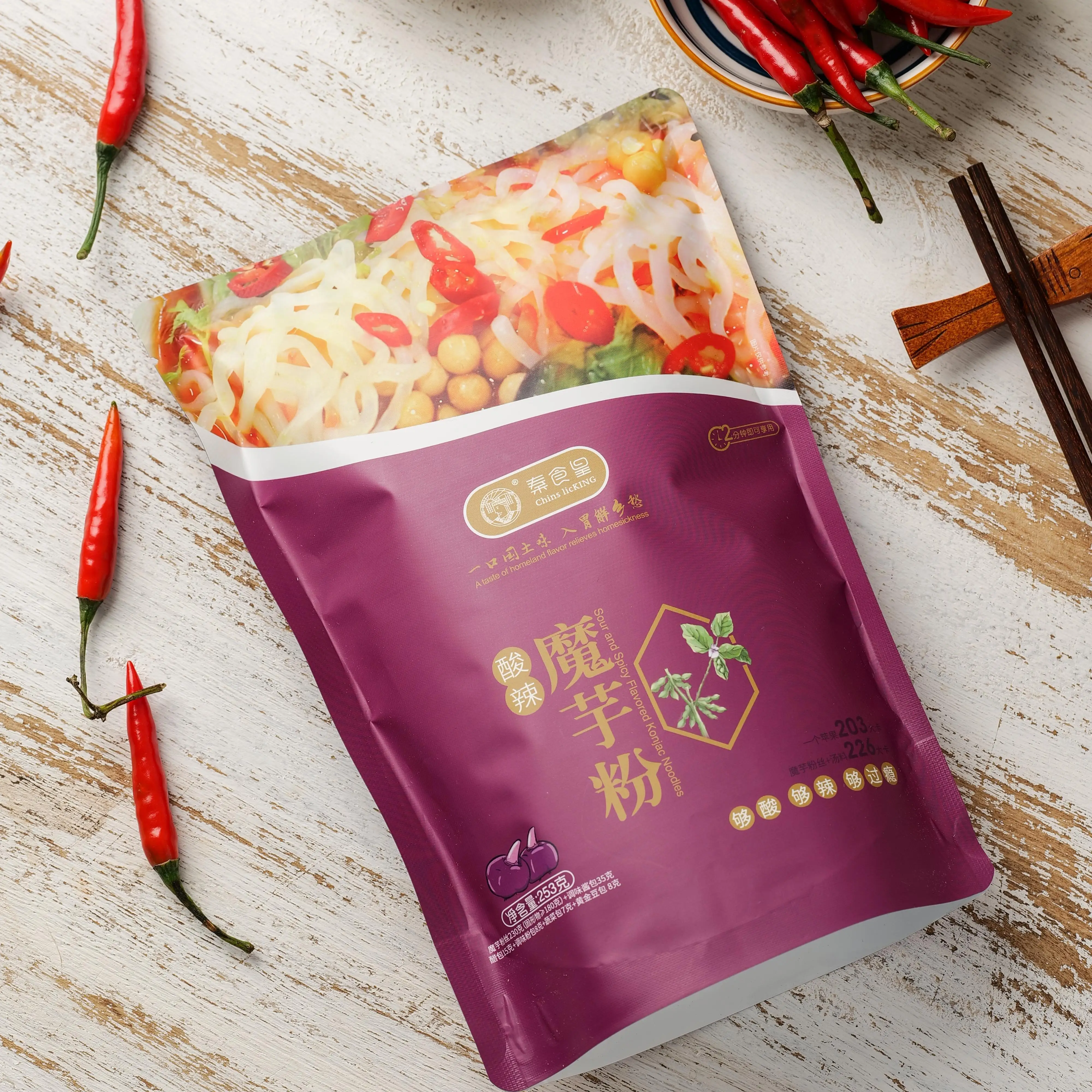Instant food konjac noodles sour and spicy flavored konjac noodles instant noodles low calorie low fat
