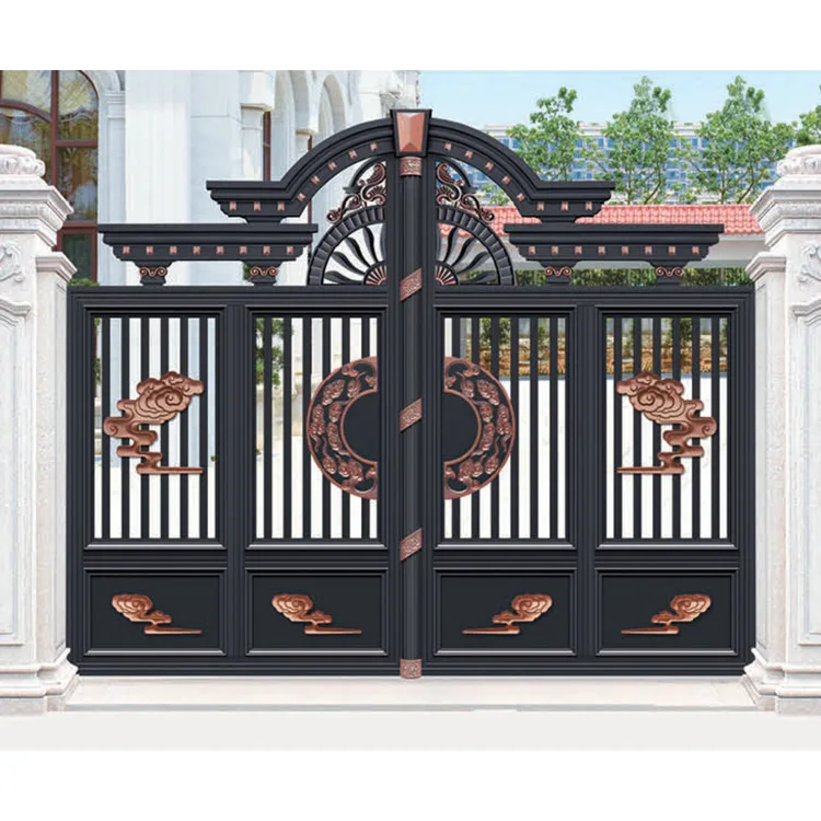 Luxury design round style main gate front security steel door villa  luxury villa smart door lock metal door for villa