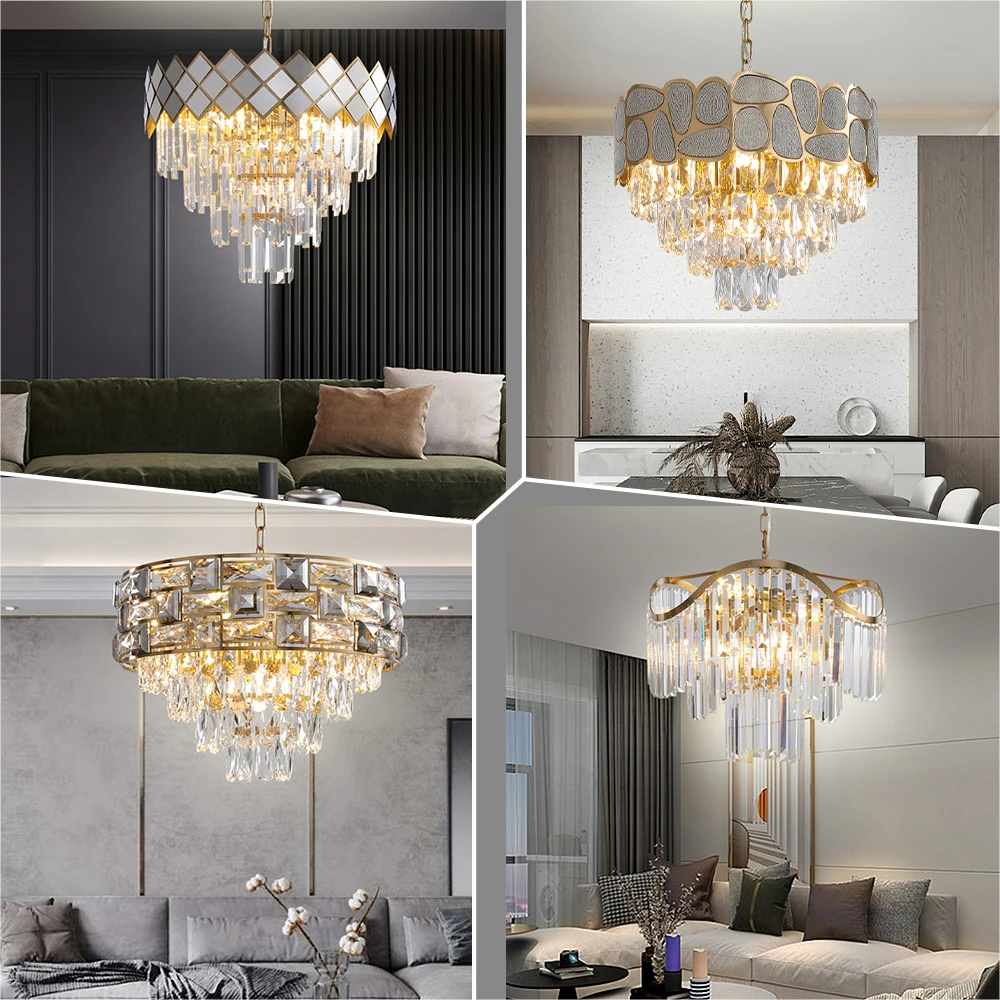 Modern Elegant Hotel Living Room Mini Chrome Flush Mount Round K9 Crystal Chandeliers Ceiling Lamp Light Fixtures