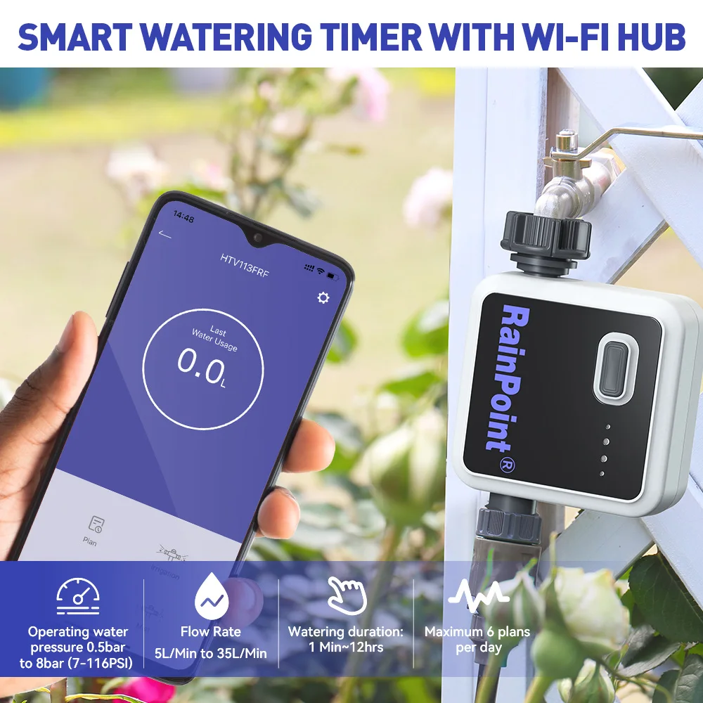 WI-FI Controlled 1-zone Tap Timer with socket gateway for outdoor home irrigation