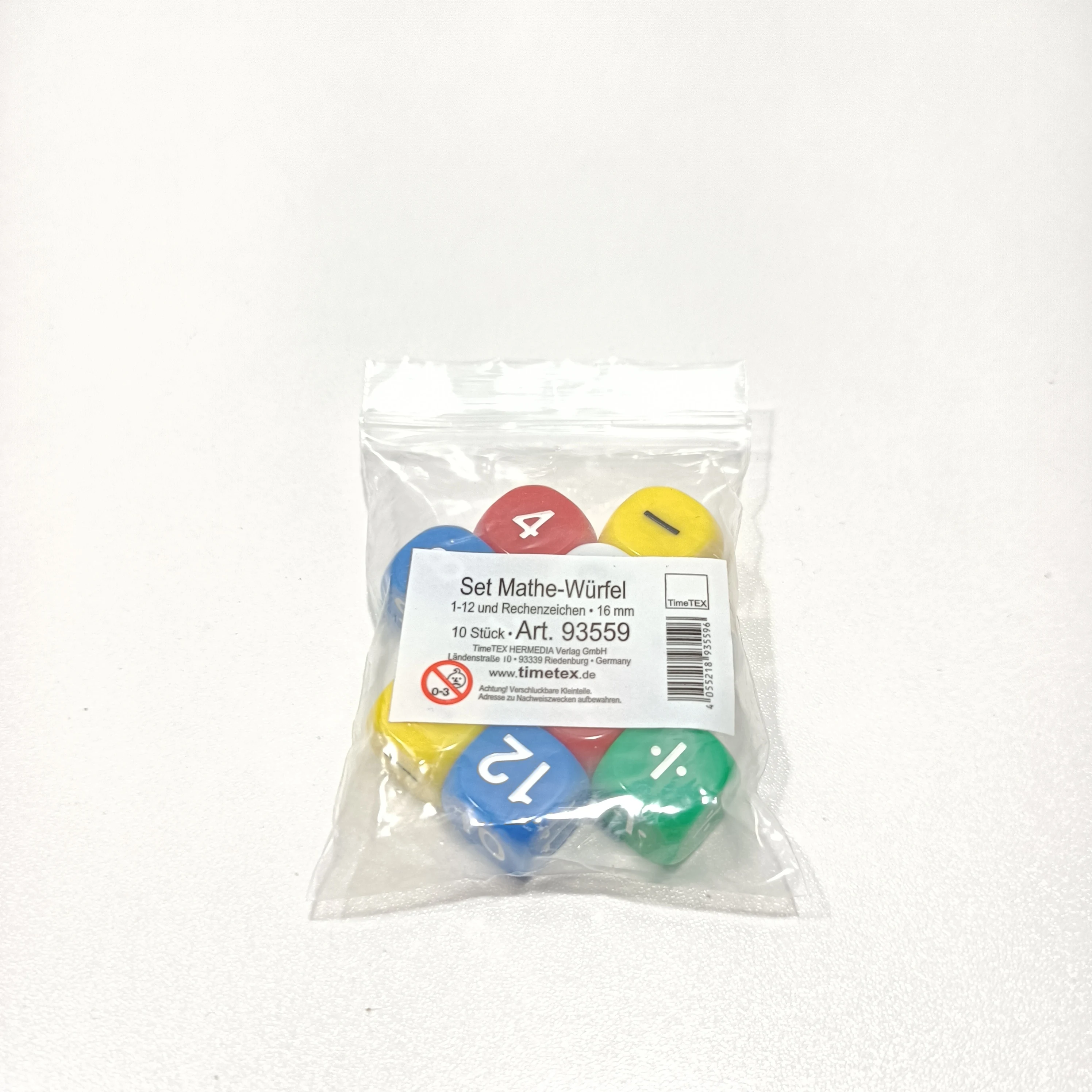Education dice game for kids with custom dice opp bag and sticker sold for Amazon