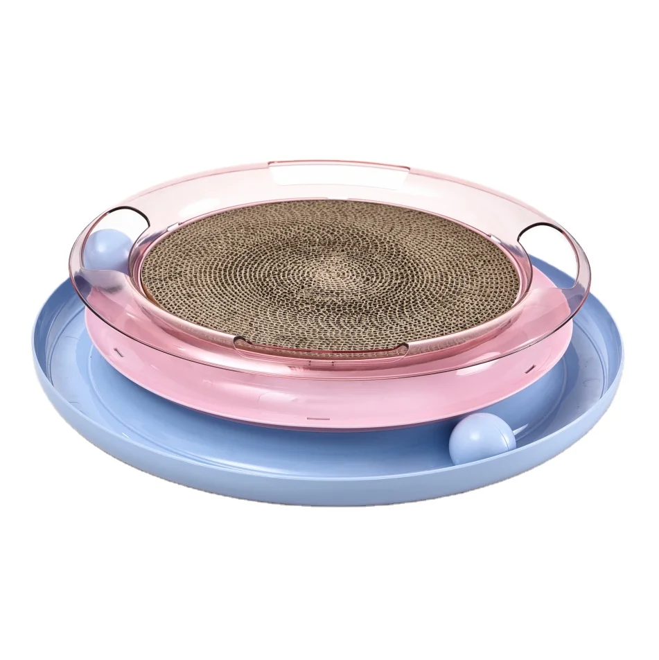 3 In 1 Cat Scratcher Toy Trackball Tower Scratch Pad Replaceable Cat Cardboard Corrugated Board