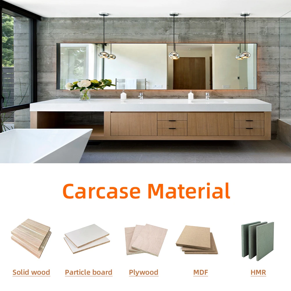 European Style Modern Floating Bath Top Double Sink Bathroom Sets Vanity Cabinet With Sink