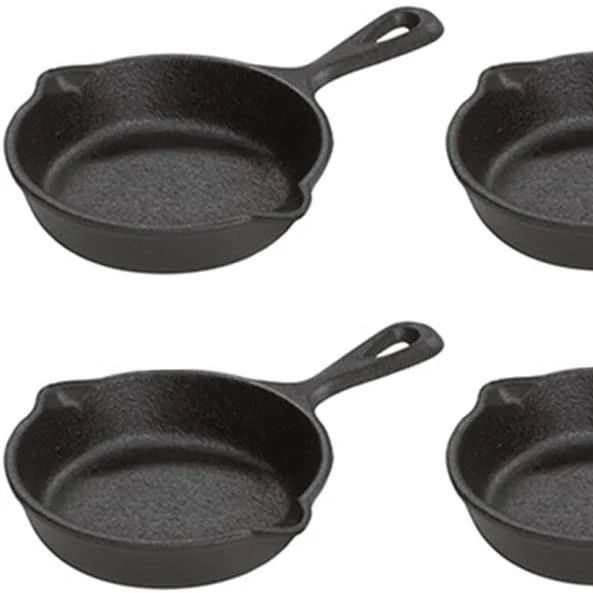 Pre-Seasoned 3.5-Inch Cast Iron Skillet Set for Side Dishes or Desserts Pre Seasoned Small Mini Cast Iron Skillet Set