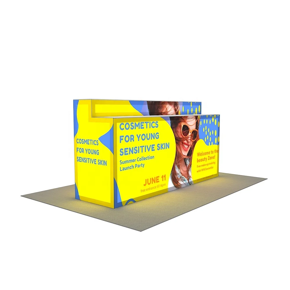 Aluminum SEG Frame Step Table LED Light Backlit Promotion Stand Acrylic Advertising Display Trade Show Exhibition Counter