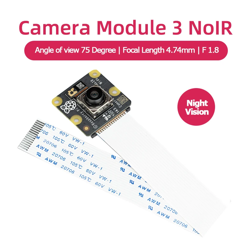 Raspberry Pi Camera Module 3 IMX708 Auto-Focus 75/120 Degree FOV Highly Detailed Optional Optional NoIR Version for Pi 4B 3B+ 3B