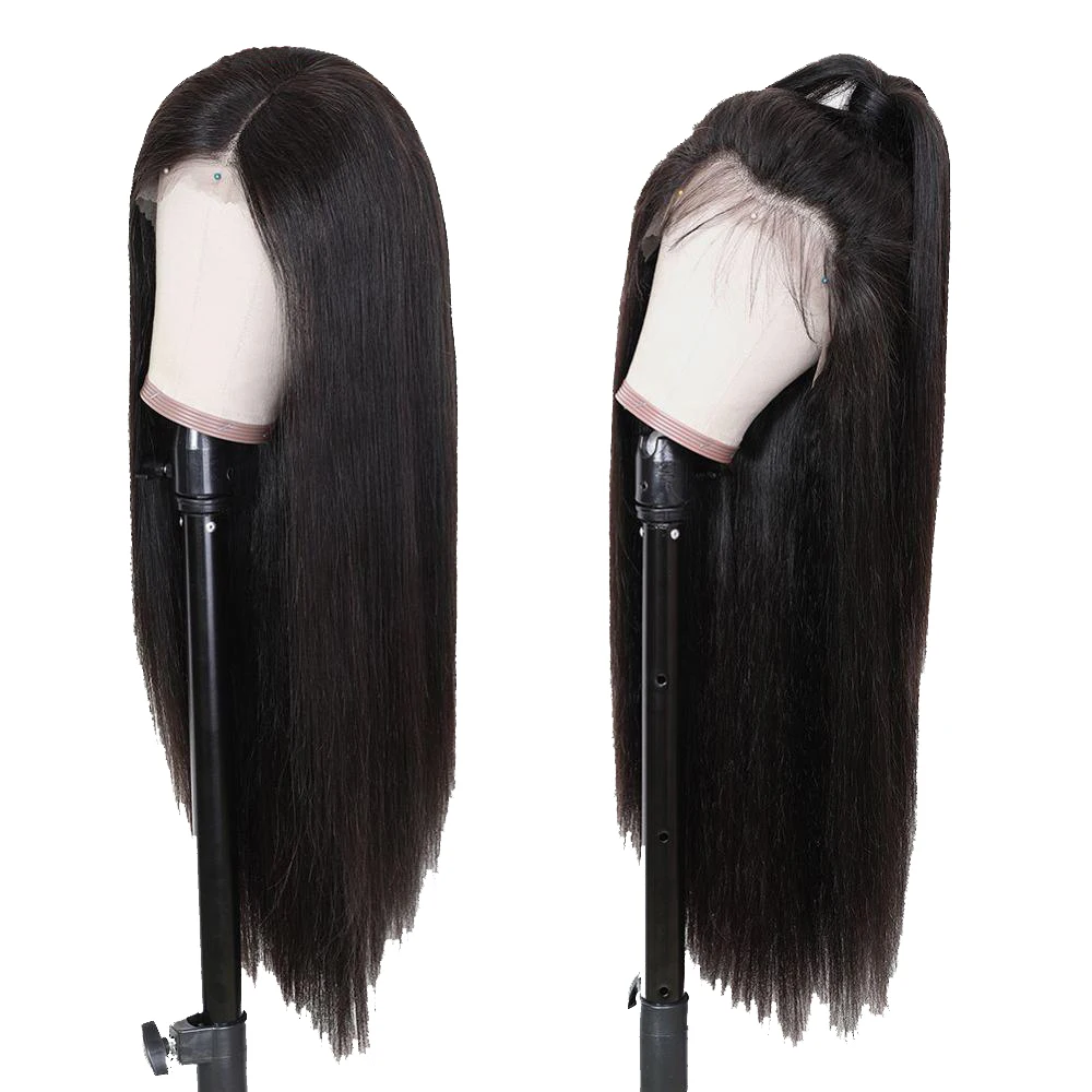  13x4 Front Lace 100% Natural Virgin Human Hair Wig for Black Women 150% 180% Density Brazilian Bone Straight