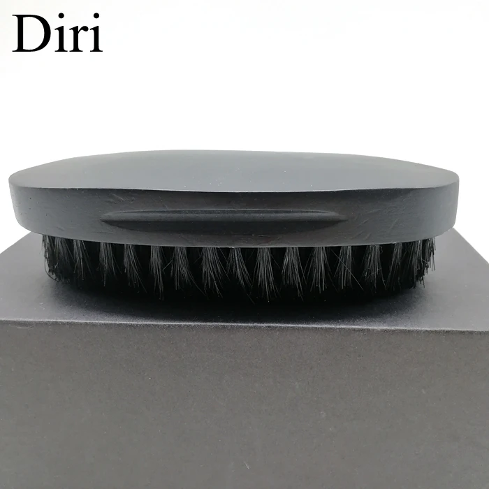 Wholesale  100% Boar Bristel Wooden Grain Curved Handle  Black Shaving Beard Brush