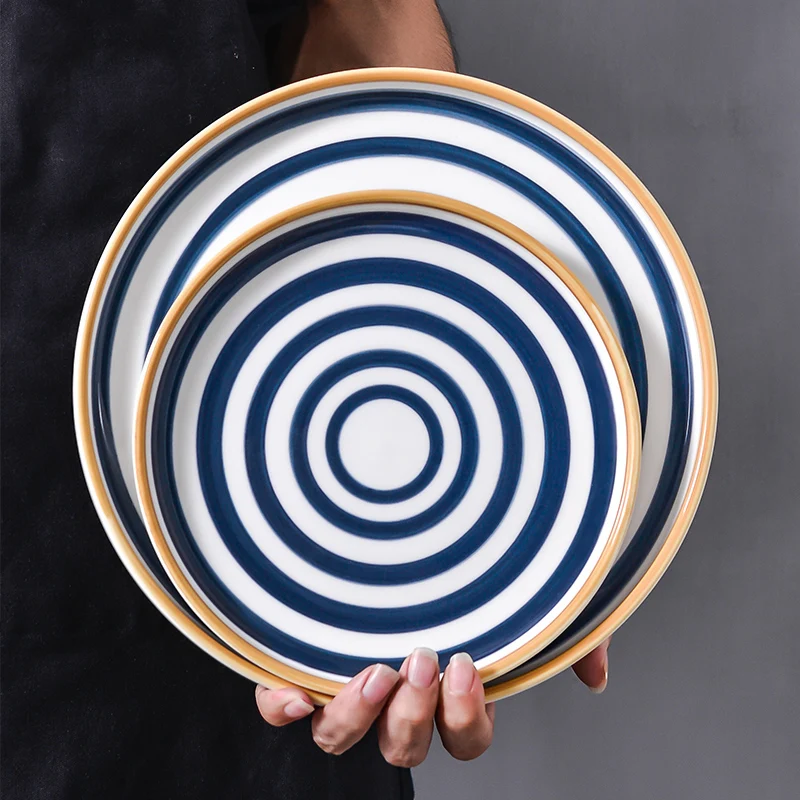 
Japanese glaze color dish set household ceramic cutlery set creative hand-painted rice bowl plate combination tableware 