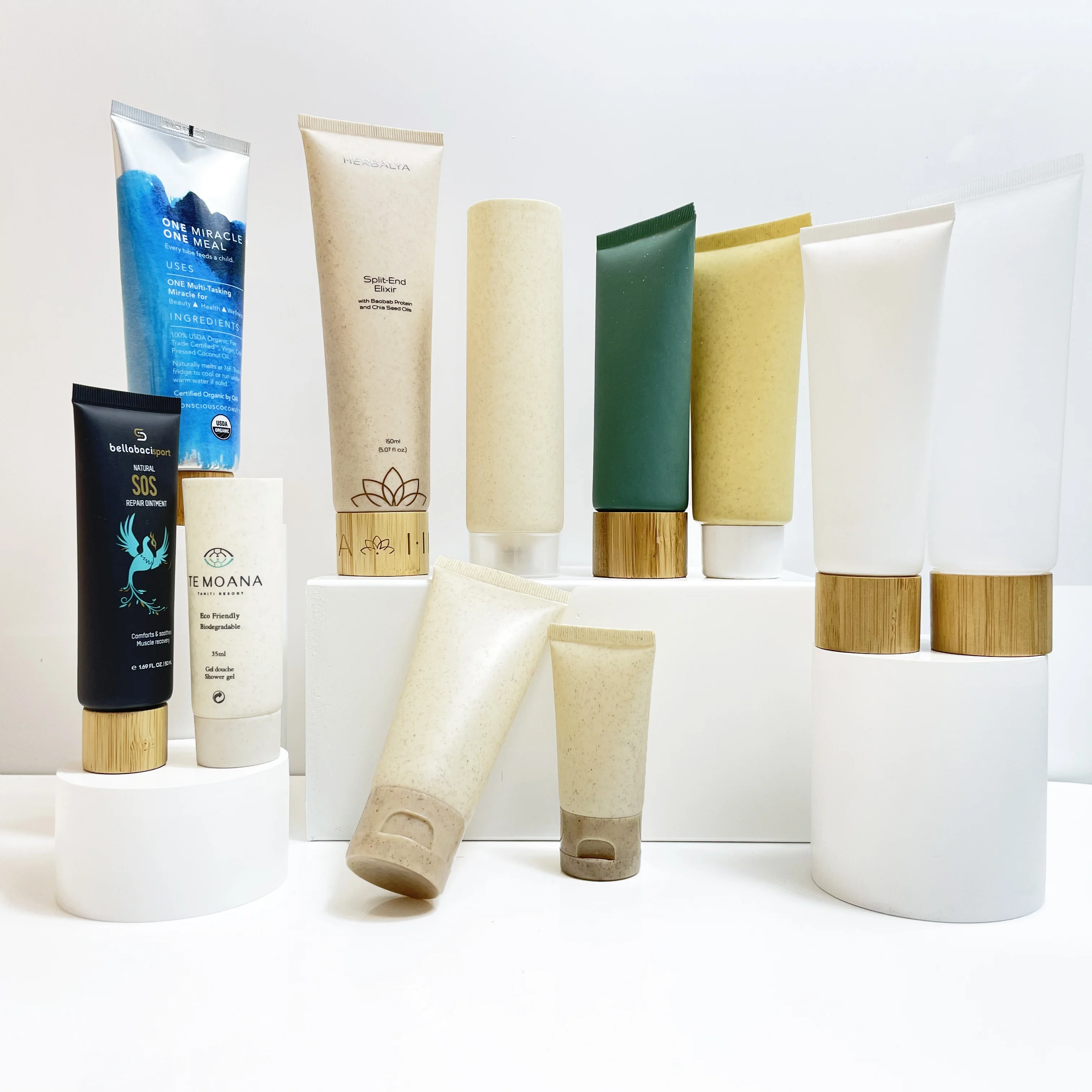 Custom Soft Bamboo Wheat Straw Tube 10-250g Lip Balm Packaging for Cosmetic Use