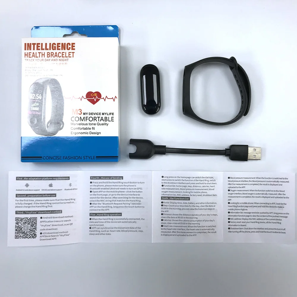 DMG CN Smart Bracelet Heart Rate Blood Pressure Fitness Tracker M3 Plus Smart Watch Sports Bracelet