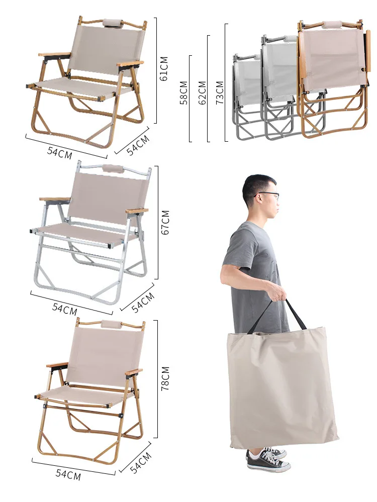 TARKA Custom Logo outdoor furniture kermit chair Wood Grain Metal Frame beach aluminium alloy folding camping chair