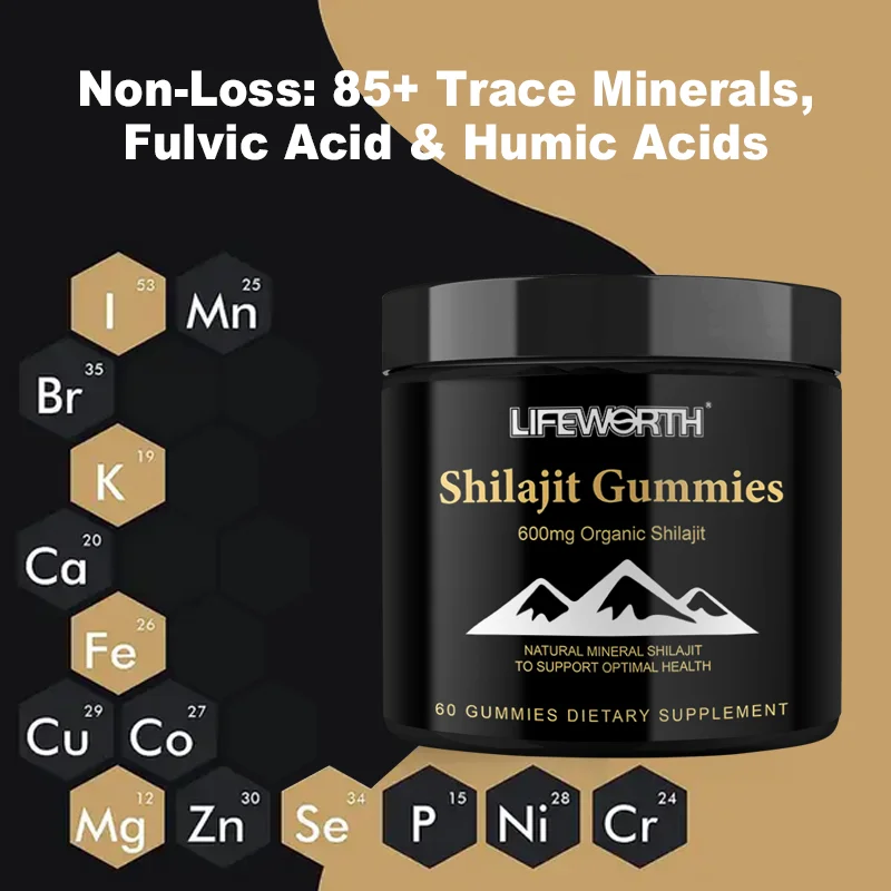 Lifeworth private label Shilajit Gummy Fulvic Acid Shilajit Resin Pure Himalayan Shilajit Shilajeet Salajit