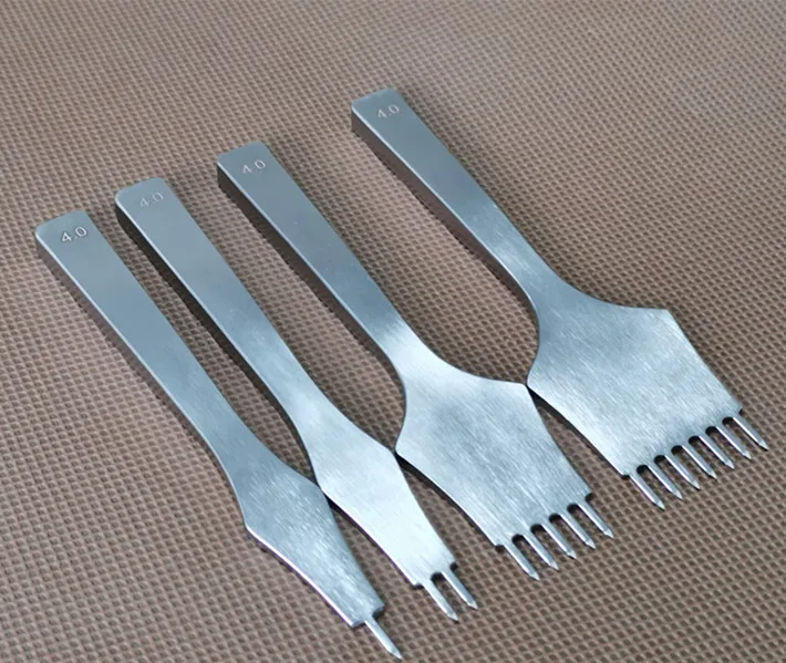 Diamond Chisel Leather Craft Tool Set Die Steel 3/4MM Internal Tooth Polishing Hole Chisel Graving Stitching Punch Tools Kit