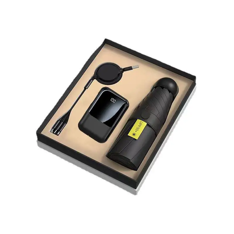 Summer Wedding Souvenirs Promo Gift Power Bank and Umbrella Electronic Product Gift Set for Guests Girlfriend Birthday Boys Gift