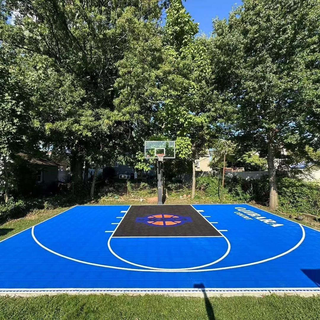 outdoor portable tpe-basketball-court tiles and PP pickleball court flooring tilesbasketball court netting10years
