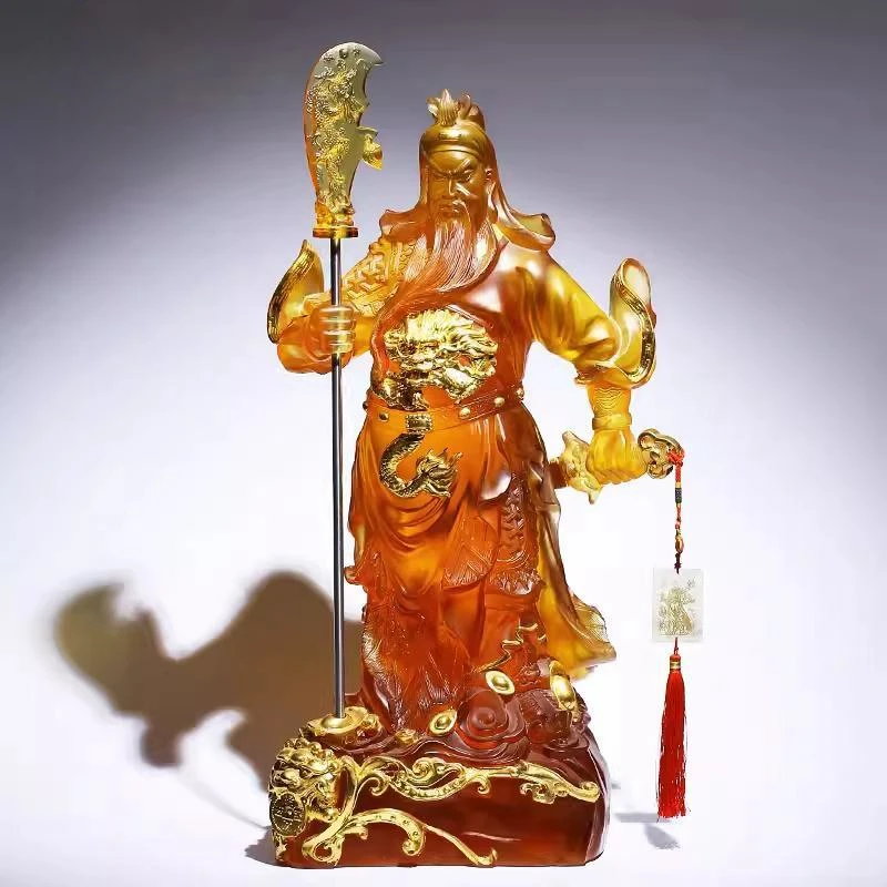 G140 Glass Crafts Guan Gong God of Fortune God of Guan Er Master of Martial Arts God of Fortune Guan Yu Statue Pendant