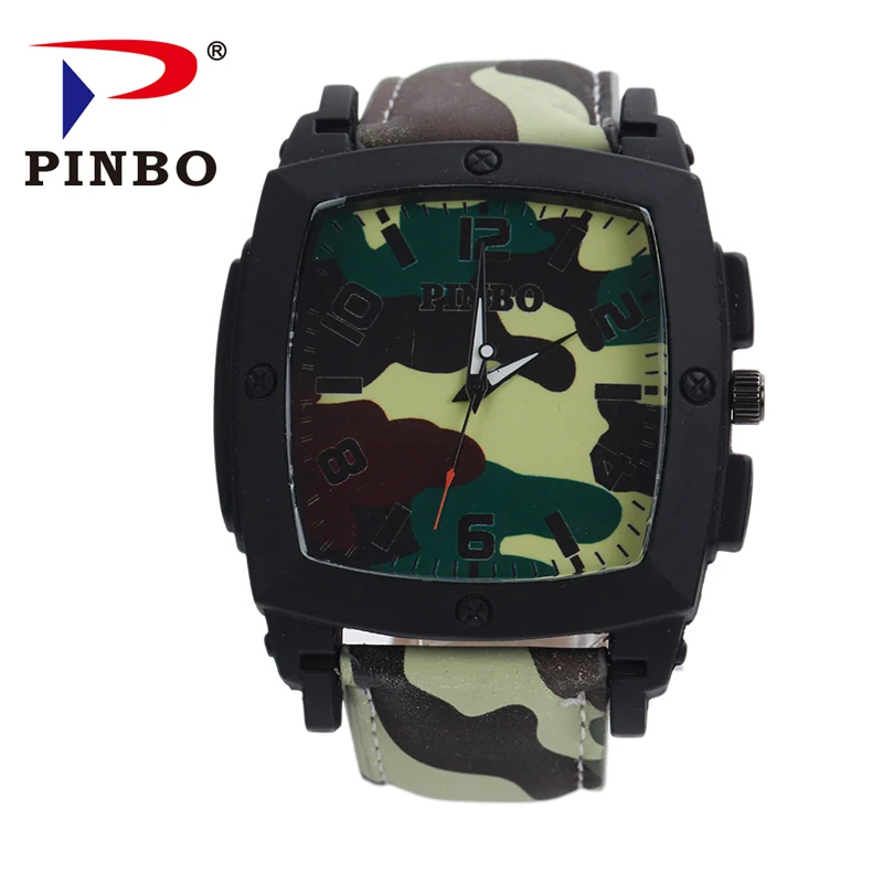 hot selling custom your logo Leather Band  classic wrist watch cheapest Quartz Geneva sport camouflage Watches for boy