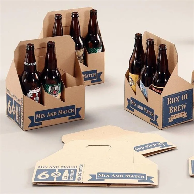 Beverage Drink Packaging Cup Holder Corrugated Paper Bear Wine Take Away Packaging Coffee Boxes