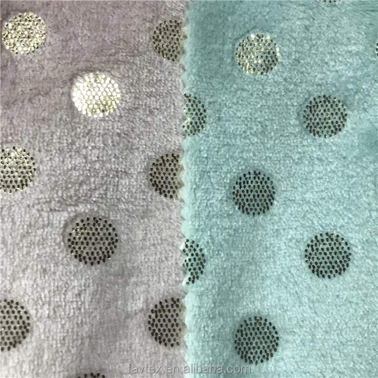 Best Selling Polyester Foiled Gold Bronzed Flannel Fabric Woven Boiled  For Blanket