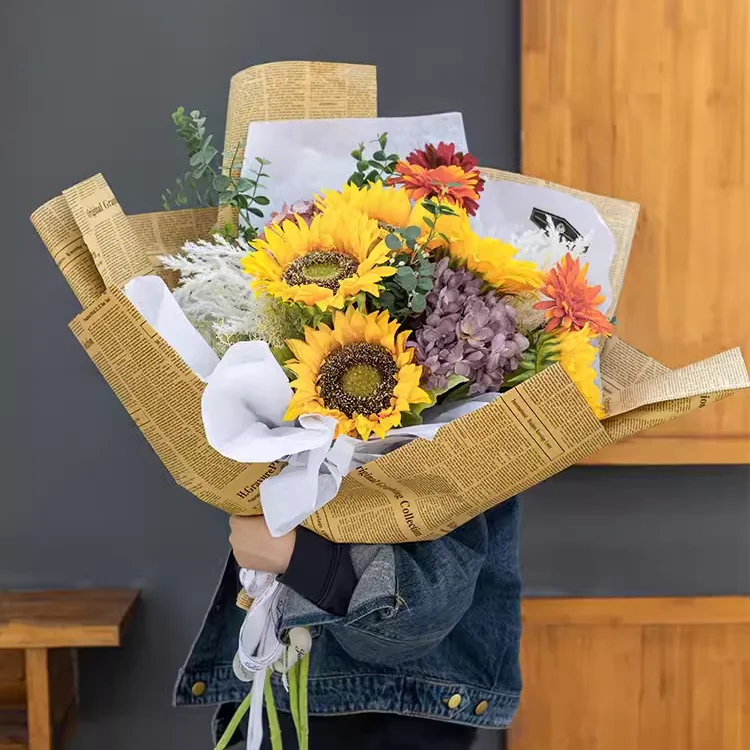 Changyi Hot Sale Vintage English Newspaper Kraft Flower Bouquet Wrapping Paper Luxury Craft Background Paper for Gift Wrapping