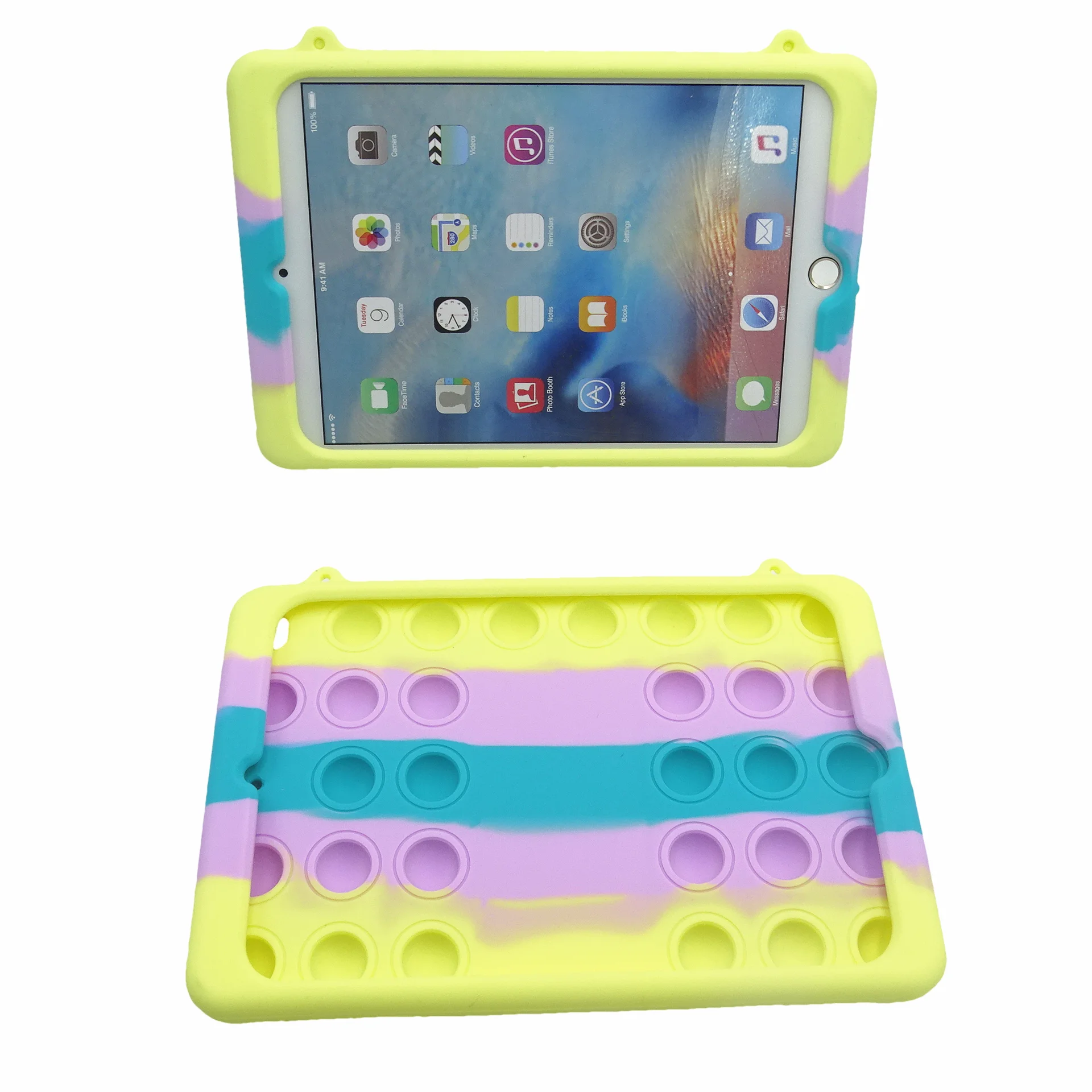 Rainbow  Protective Tablet Covers Sleeve For  ipad Kids  Fidget Reliver Stress Silicone  Bubble Tablet Case