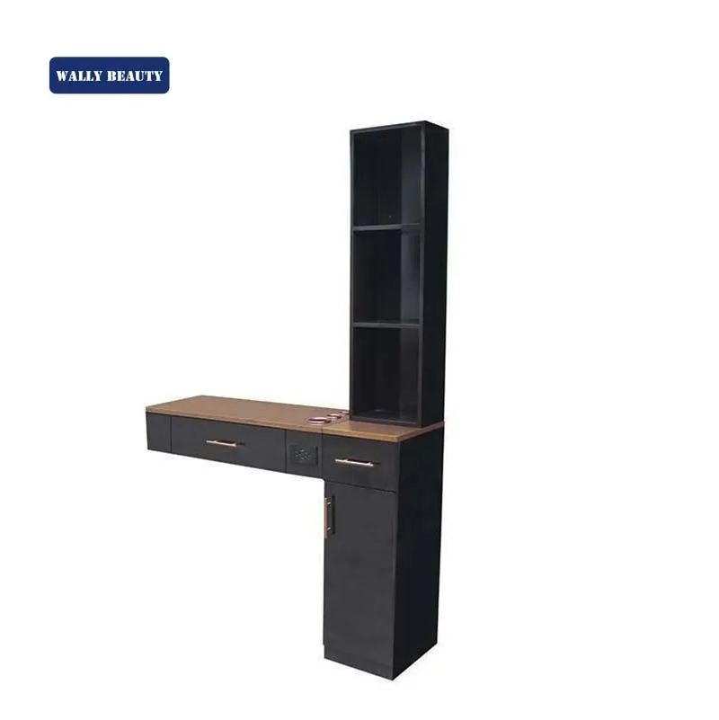 Wall Mount Golden Top Salon Station Barber Stations Styling Station with Mirror Barber Beauty Spa Salon