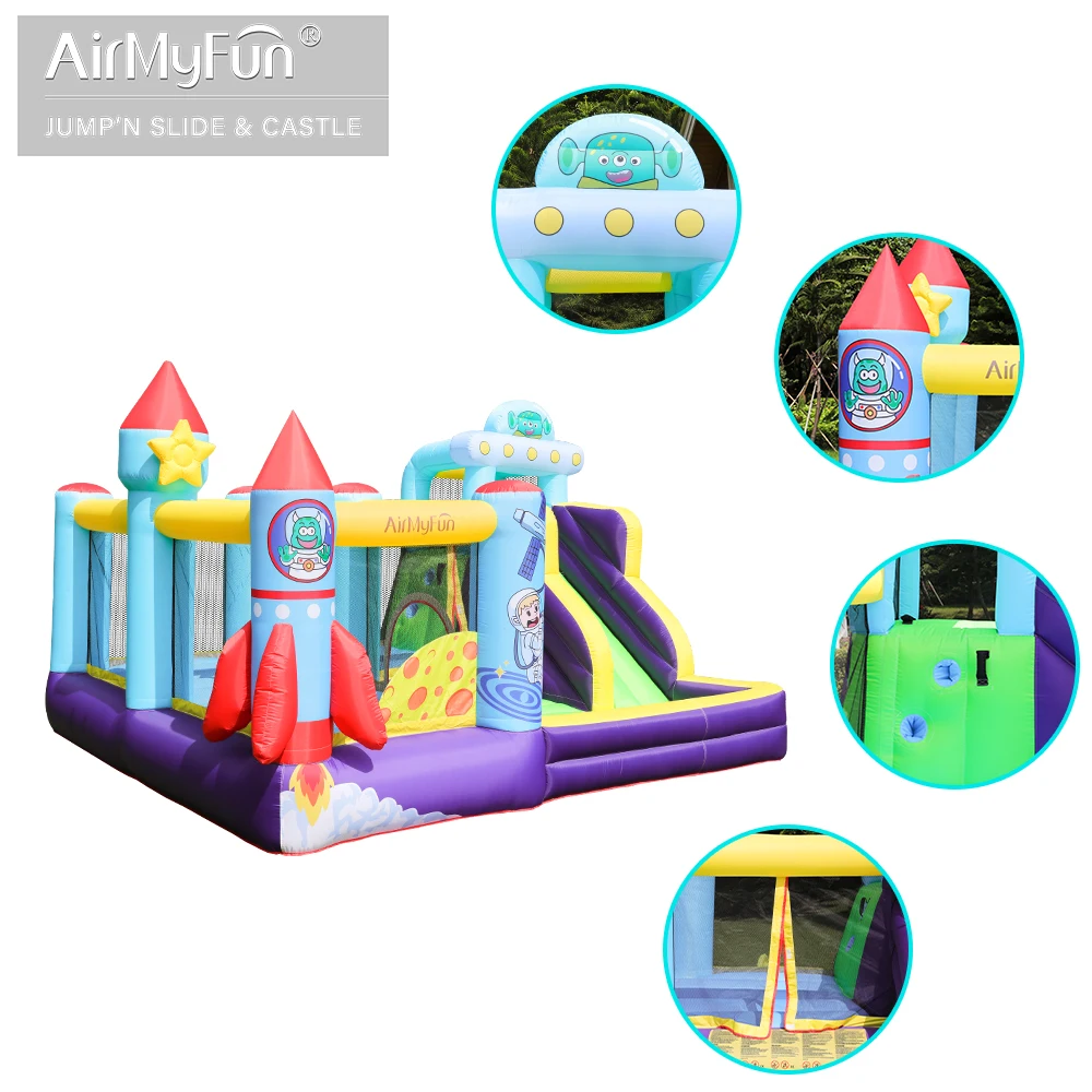 China Factory Outer Sky Rocket Bouncy House Castle Party Custom Inflatable Trampolines Slide For Children