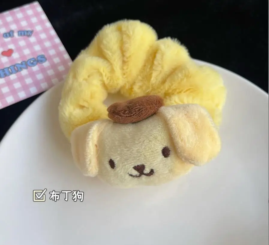 YWMX Girl Kawaii Beautiful Kuromi  Melody Plush Hairbands Cinnamo roll Stuffed Plush Toy Girl Hair Accessories