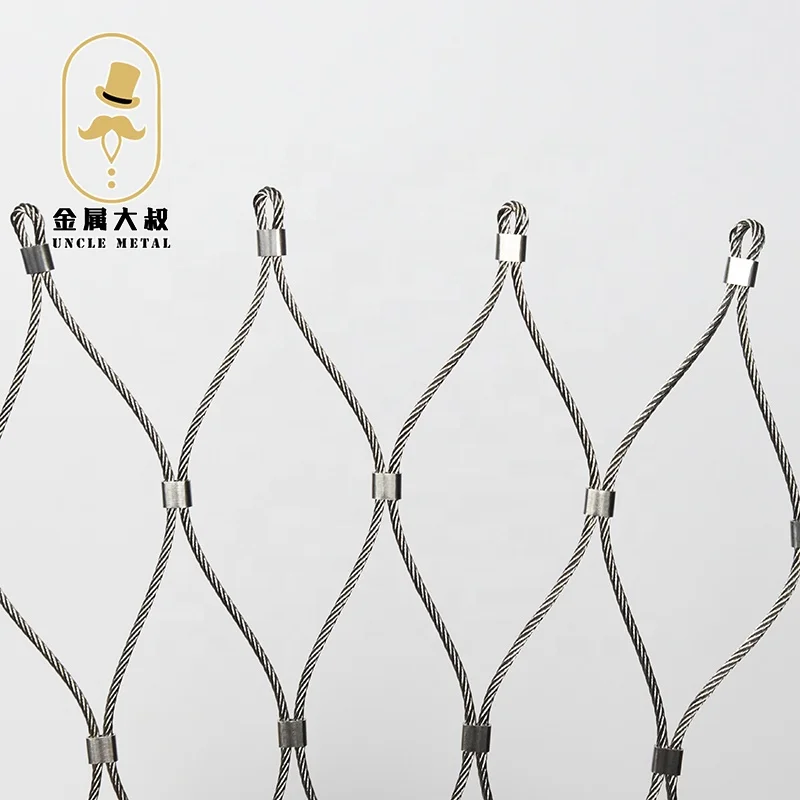 
Flexible stainless steel wire rope net zoo bird net safety protection high air fall net 